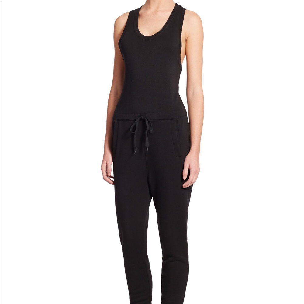 Alexander Wang Black Soft FrenchRacerback Jumpsuit